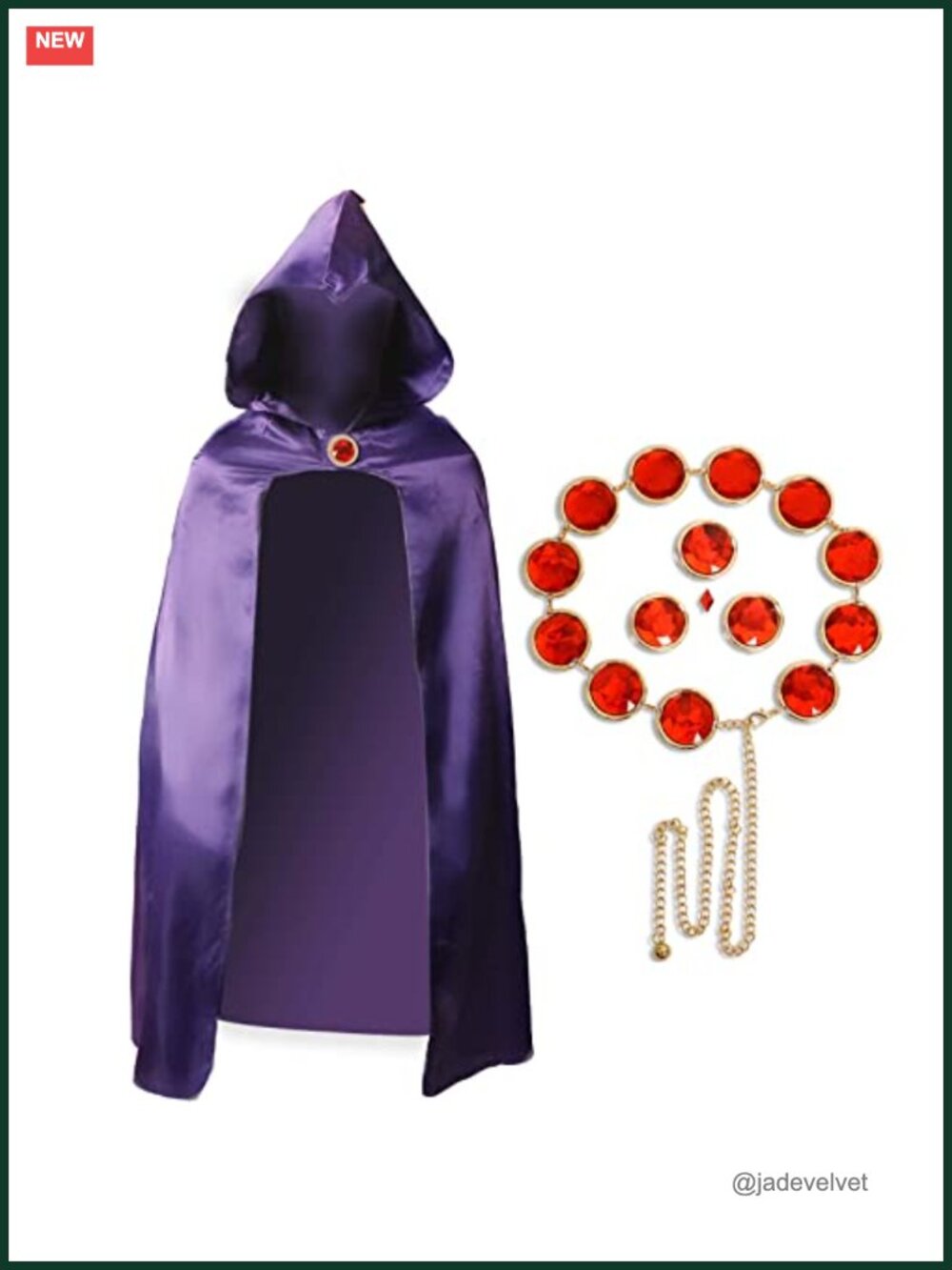 Raven Cosplay Costume Deluxe Jumpsuit Belt Purple Cloak Halloween